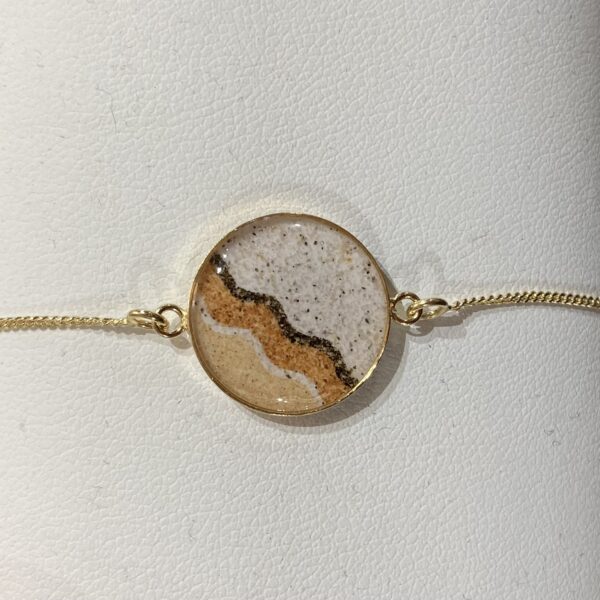 Bracelet 15 chainette argent plaqué or en sables et résine